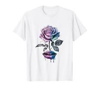 Rosa morada goteando labios boca flor tallo mujeres niñas Camiseta