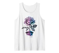 Rosa morada goteando labios boca flor tallo mujeres niñas Camiseta sin Mangas