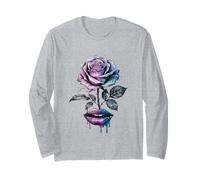 Rosa morada goteando labios boca flor tallo mujeres niñas Manga Larga