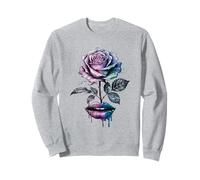 Rosa morada goteando labios boca flor tallo mujeres niñas Sudadera