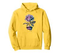Rosa morada goteando labios boca flor tallo mujeres niñas Sudadera con Capucha