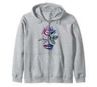Rosa morada goteando labios boca flor tallo mujeres niñas Sudadera con Capucha