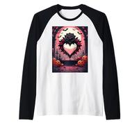 Rosa Negra, corazón de púas y murciélagos Camiseta Manga Raglan