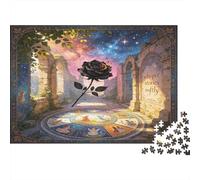 Rosa Negra Mística Puzzle de 1000 Piezas Papel para Adultos Salón de Ruinas Encantadas Relajación Decoración Regalo Hogar 70x50cm/1000pcs