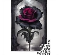 Rosa Negra Puzzle para Adultos Puzzle de 1000 Piezas Arte Gótico Juego de Puzzle 1000 Piezas Decoración Relajante Regalo Familiar 70x50cm/1000pcs