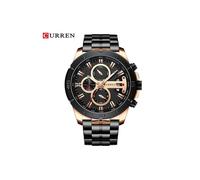 (Rosa negro) Reloj deportivo de acero inoxidable de marca de lujo Curren para hombre, cronógrafo de