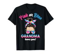Rosa o azul abuela te ama desordenado moño mujeres género revelar Camiseta
