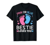Rosa o azul Bestie Loves You Género Reveal Baby Camiseta