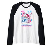Rosa o azul Bienvenido a la tripulación de pesca de revelación de género Camiseta Manga Raglan