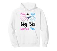 Rosa o Azul Big Sis Loves You Baby Shower Revelación de género Sudadera con Capucha