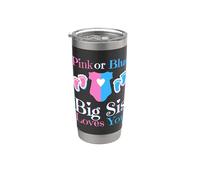 Rosa o azul Big Sis Loves You Baby Shower Revelación de género Vaso térmico de acero inoxidable de doble pared