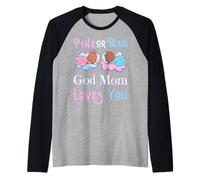 Rosa O Azul Dios Mamá Te Ama Baby Shower Género Reveal Ma Camiseta Manga Raglan