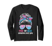 Rosa o Azul Grandma Loves You Heart Gift Design Family Manga Larga