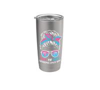 Rosa o Azul Grandma Loves You Heart Gift Design Family Vaso térmico de acero inoxidable de doble pared