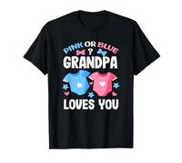 Rosa o Azul Grandpa Loves You Gender Reveal Party Baby Camiseta
