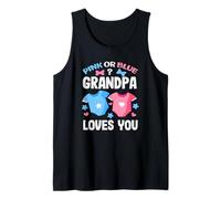 Rosa o Azul Grandpa Loves You Gender Reveal Party Baby Camiseta sin Mangas
