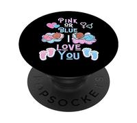 Rosa o Azul I Love You Baby Shower revelación de género niño niña PopSockets PopGrip Adhesivo