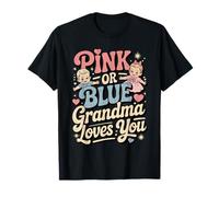 Rosa O Azul La Abuela Te Ama Negro Bebé Revelación De Género Camiseta