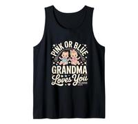 Rosa O Azul La Abuela Te Ama Negro Bebé Revelación De Género Camiseta sin Mangas