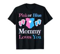 Rosa o Azul Mamá Te Ama Mamá Baby Shower Revelación De Género Camiseta