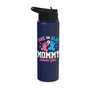 Rosa o azul Mommy Loves You - Baby Shower con revelación de género Stainless Steel Insulated Water Bottle