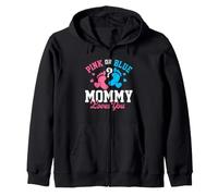 Rosa o Azul Mommy Loves You - Baby Shower con revelación de género Sudadera con Capucha