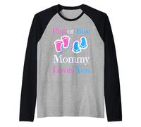 Rosa o Azul MommyLoves You bebé niña o niño próximamente Camiseta Manga Raglan