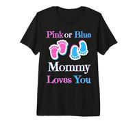 Rosa o Azul MommyLoves You bebé niña o niño próximamente Camiseta Premium