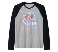 Rosa o Azul Nana Loves You Baby Shower revelación de género Mimi Camiseta Manga Raglan