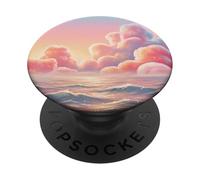 Rosa Océano Cielo Estética Ondas De Ensueño Lindo Diseño Femenino PopSockets PopGrip Adhesivo