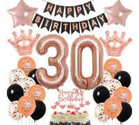 Rosa Oro 30 cumpleaños mujer, Rosa Oro globos 30 cumpleaños mujer, 30 mujer cumpleaños decoraciones, Rosa Oro negro 30 decoración fiesta, Decoración cumpleaños 30 años Rosa Oro negro