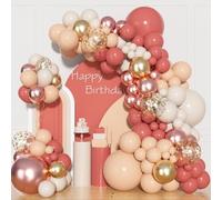 Rosa Oro Globos Guirnalda Kit 136 Piezas Kit Arco Globo Oro Rosa Látex Globos Metálicos para Niñas Cumpleaños Fiesta, Baby Shower, Boda, Soltera Despedida, Aniversario Decoraciones
