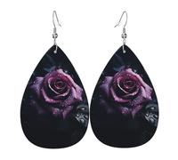 Rosa Oscura Pendiente De Piel Suave Aretes Estampado Aretes De Cuero Para Mujer Aniversario Día De La Madre