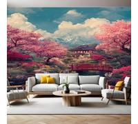 Rosa Papel Pintado Fotografía Paisaje de jardín japonés Fotomurales Decorativos Pared 300x210 cm Sofá Fondo Pared Pintado Papel Tapiz TV Dormitorio Fotomural Sala Mural