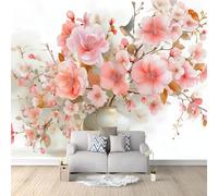 Rosa Papel pintado mural 3D, Hermosas Y Elegantes Flores DIY decorativo creativo para salón comedor dormitorio restaurante oficina habitación infantil - 300 x 210 cm