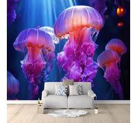 Rosa Papel pintado mural, Exquisitos Animales Marinos Medusas Mural para salón y dormitorio, Papel pintado decorativo no tejido, Fotomural para comedor pasillo y salón 350 x 256 cm