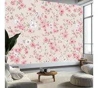 Rosa Papel pintado panorámico no tejido 250 x 175 cm Tamaño personalizado, póster mural gigante 3D, Retro Floral para sala de estar dormitorio o restaurante