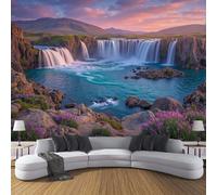 Rosa Papel Pintado Seda Fotográfico 200x140cm, Mural De Pared Panorámico Atardecer En La Cascada, Paisajes Naturales Póster Grande Para Salón Decor Del Hogar Y Pared