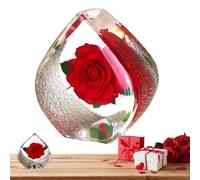 Rosa para Flor - Forever Resin Keepsake, Flor preservada, Pieza Decorativa romántica, de Escritorio portátil | Regalo de Recuerdo de Rosa de Larga duración para colegas de Amigos de