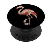 Rosa Patchwork Flamingo Retro Cottagecore Chic PopSockets PopGrip Adhesivo