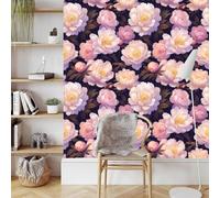 Rosa Peonía Papel de Pared Autoadhesivo Pelar y Pegar 3D Flores Pájaro Papel Pintado Adhesivo Impermeable Mate Removible Wallpaper para Dormitorio Muebles Armario Pared Salon Pegatina 0.52x10 m