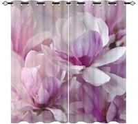Rosa Poliester Ojales Cortina Opaca Juego de 2 Paneles 91.5An x 214Al cm, Primer Plano De Una Flor RomáNtica Lavable Cortinas Termicas Aislantes para Niños Niñas Dormitorio de Ventana Decoración