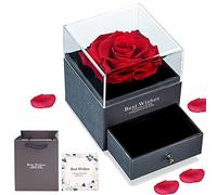 Rosa Preservada Eterna en Caja de Regalo, Almacenamiento Con Bolsa y Tarjeta de Felicitación Manuscrita para Mujer, Madre, Cumpleaños, Navidad