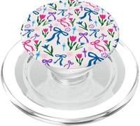 Rosa Púrpura Azul Arco Tulipán Flor Floral Vintage Patrón PopSockets PopGrip para MagSafe