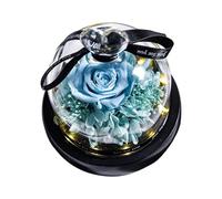 Rosa real con luz LED Eternal Flowers for Mom Grandma Wife On Mothers Day Birthday Valentines Christmas And Thanksgiving.Preservado Roses In Box Escritorio (Light Blue One Size)
