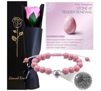 Rosa Real con Tallo,Rosa Eterna Preservada,Flores Natural Hechas a Mano para Día de la Madre Día de San Valentín Navidad Acción Gracias Madre Abuela Esposa Novia Aniversario Cumpleaños Regalo(Rosa)