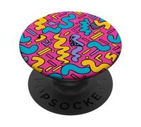 Rosa Retro 80s 90s Bold Wave Shape Pattern PopSockets PopGrip Adhesivo