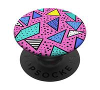 Rosa Retro 80s 90s Triángulo Pop Patrón PopSockets PopGrip Adhesivo