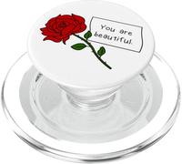 Rosa roja con cita Eres hermosa Hombres Mujeres Adolescentes PopSockets PopGrip para MagSafe