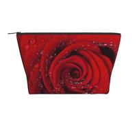 Rosa roja con Gotas de Agua Macro de luz Natural, Bolsa de artículos de tocador Bolsa de Maquillaje Bolsa de cosméticos Bolsa de artículos de tocador de Viaje portátil